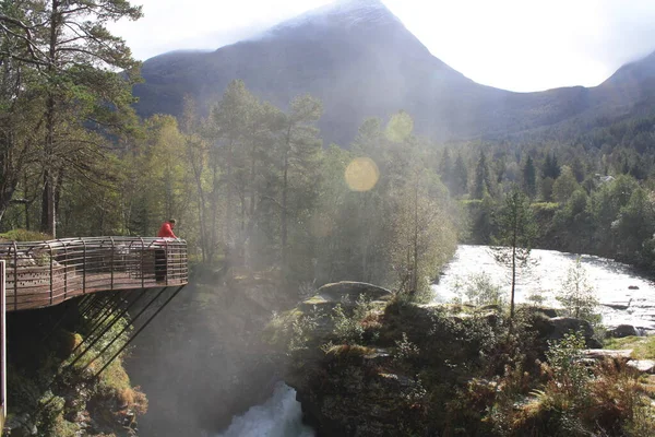 Tourism Norwegian Roads Waterfalls Fjords — Foto de Stock
