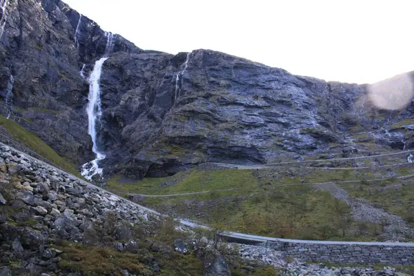 Trollstigen Norwegian Road Valleys Waterfalls Fjords — Stockfoto