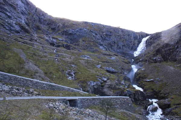 Trollstigen Norwegian Road Valleys Waterfalls Fjords — ストック写真