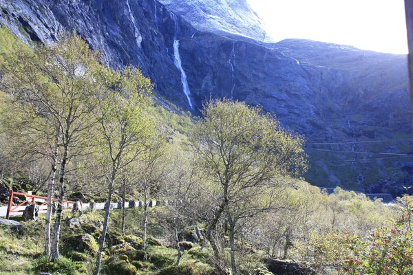 Trollstigen Norwegian Road Valleys Waterfalls Fjords — 图库照片