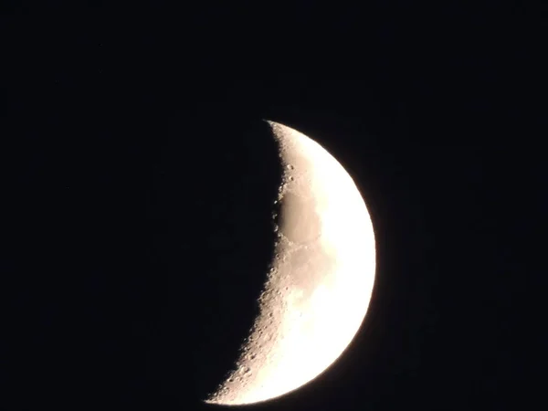 Měsíc Konkrétně Půlměsíc Viděný Noci — Stock fotografie