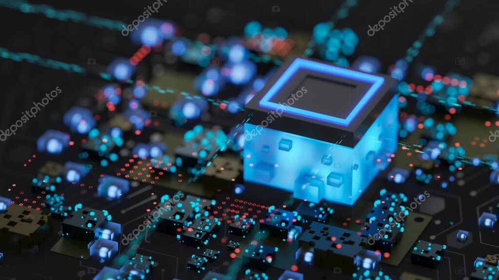 Procesador de chips digitales de computadora abstracta. Componentes