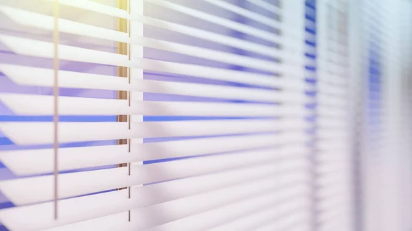 White Venetian blinds with sunlight. Window blinds. 3d rendering.