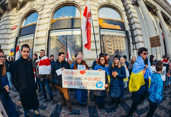 República Checa Praga 2022 Protesta Contra Invasión Rusa Ucrania — Foto de stock gratis
