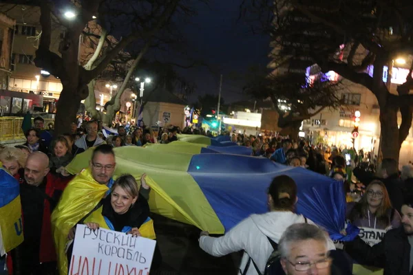 Israel 2022 Ucranianos Que Vivem Israel Protestando Contra Invasão Russa — Fotografia de Stock Grátis