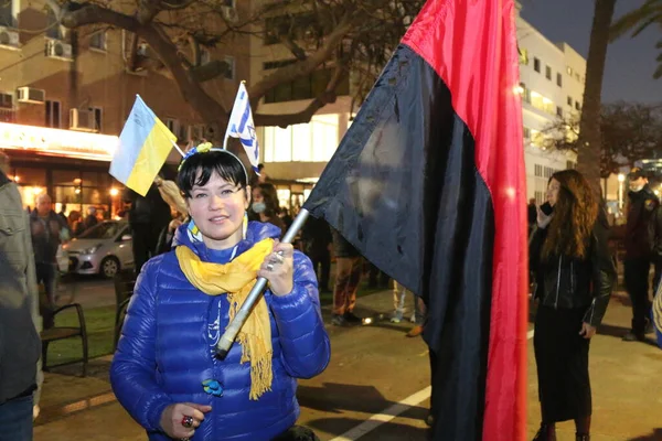 Israel 2022 Ucranianos Viviendo Israel Protestando Por Invasión Rusa — Foto de stock gratis