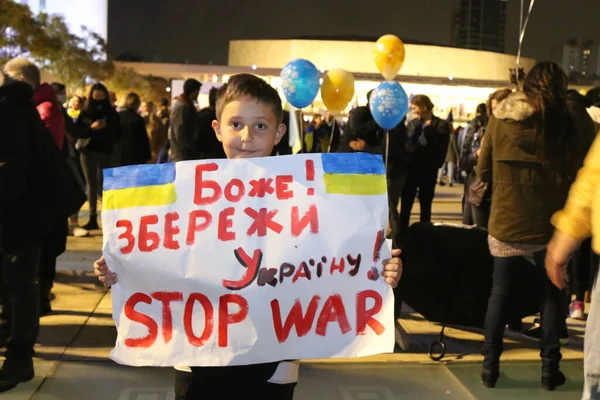 Israel 2022 Ukrainare Som Bor Israel Protesterar Mot Den Ryska — Gratis stockfoto