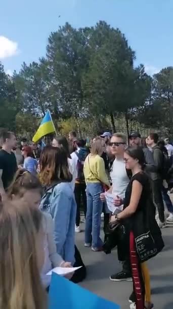 Cypern Nicosia 2022 Människor Protesterar Mot Rysslands Invasion Ukraina — Gratis stockvideo