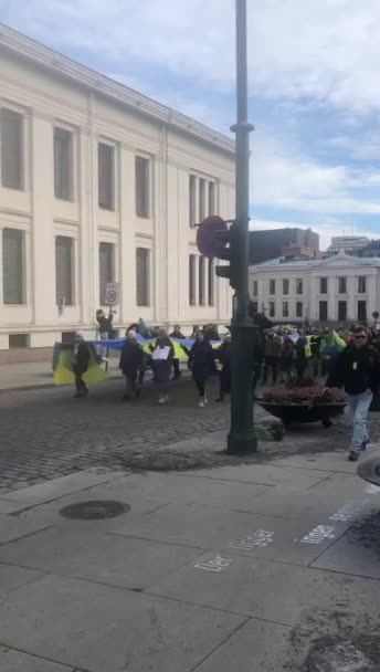 Норвегия Февраля 2022 Протестующие Против Вторжения России Украину — Бесплатное стоковое видео