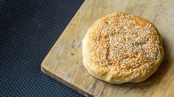 Zelfgemaakte Broodjes Met Sesamzaad Burger Broodjes Met Sesamzaad Ingrediënten Voor — Stockfoto