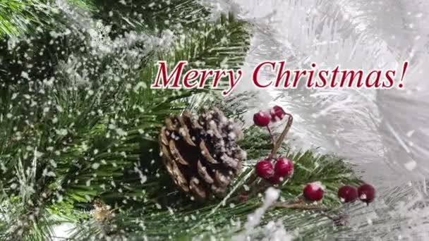 Tarjeta Vídeo Feliz Navidad Feliz Año Nuevo Saludos Con Árbol — Vídeos de Stock