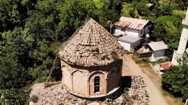 Filmagem Aérea Com Drone Igreja Ortodoxa Georgiana Dolisane — Vídeo de Stock