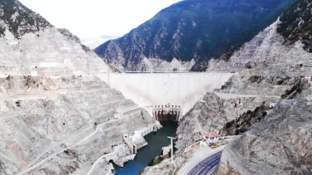 Luchtfoto Beelden Van Artvin Deriner Dam Met Drone — Stockvideo