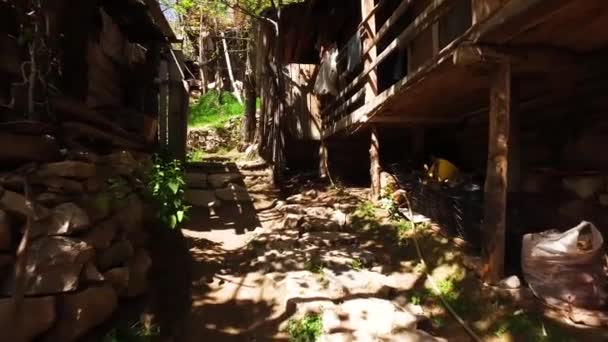Une Rue Village Turquie Des Maisons Bois Dans Vert — Video
