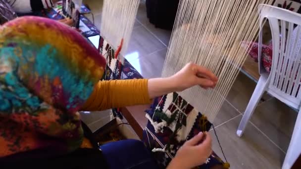 Kilim Weaving Workshops Beautiful Rugs Turkey — Stock Video