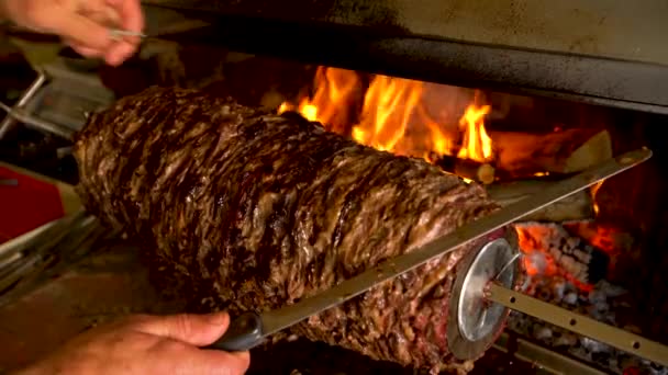 Resolutie Kebab Een Soort Kebab Turkse Keuken Gemaakt Van Geitenvlees — Stockvideo