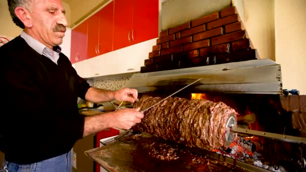 Resolução Kebab Uma Espécie Kebab Culinária Turca Que Feita Carne — Vídeo de Stock