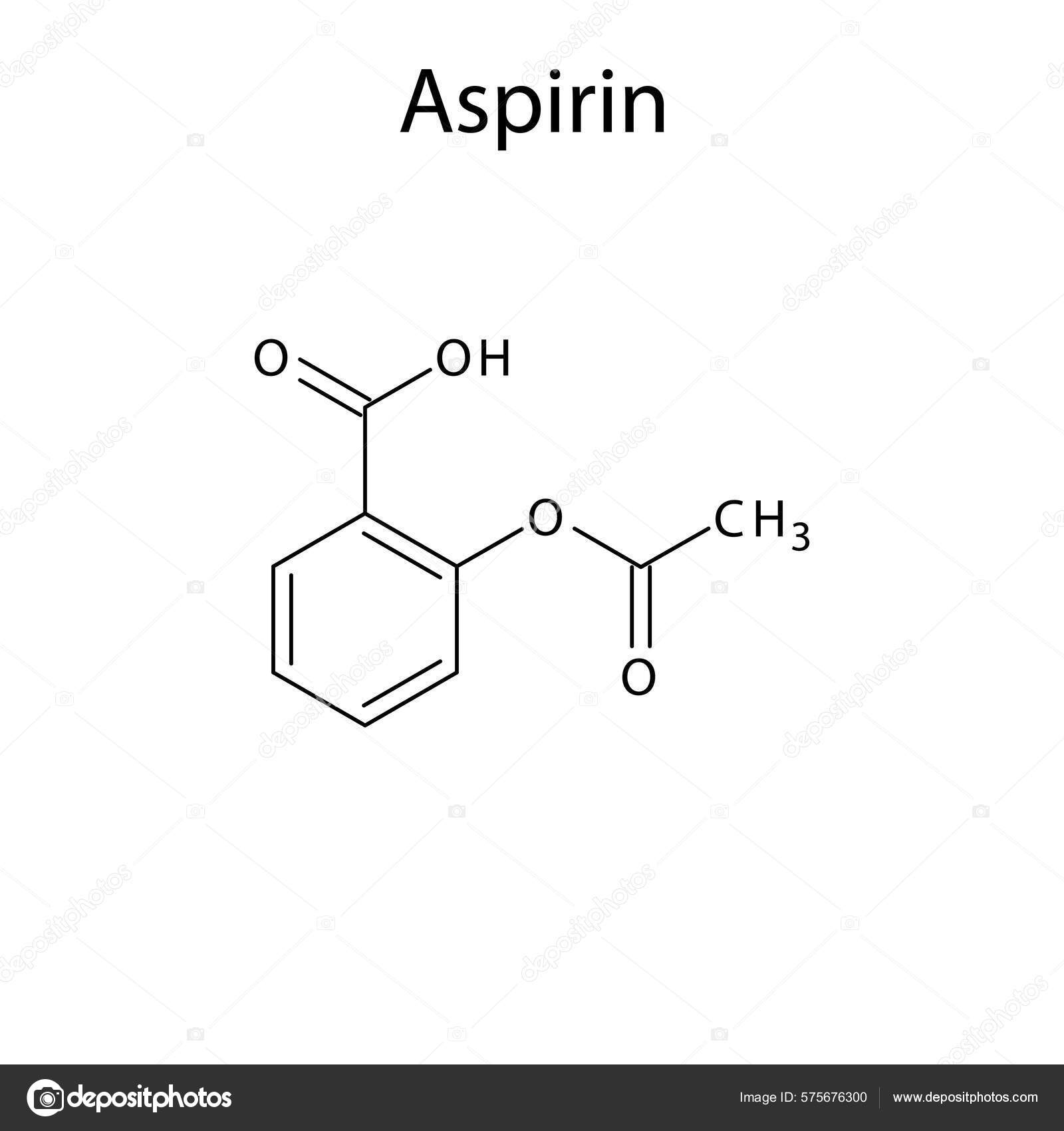 Structure Moléculaire L'aspirine Formule Chimique Squelettique Plate