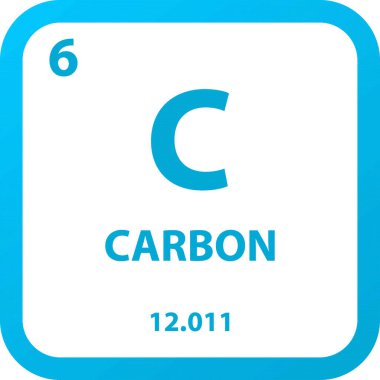 C Karbon Non reaktif metal kimyasal element periyodik tablosu. Basit düz kare vektör çizimi, molar kütleli basit temiz biçim simgesi ve Lab, bilim veya kimya sınıfı için atom numarası.
