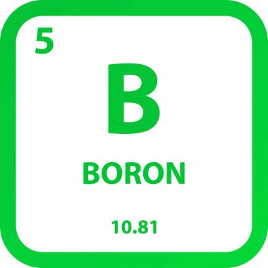 B Boron Metalloid Kimyasal Element Periyodik Tablosu. Basit düz kare vektör çizimi, molar kütleli basit temiz biçim simgesi ve Lab, bilim veya kimya sınıfı için atom numarası.