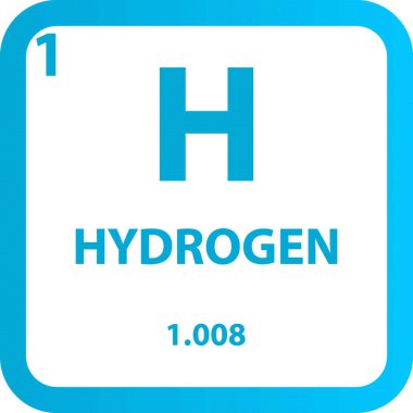 H Hidrojen Non reaktif metal kimyasal element periyodik tablosu. Basit düz kare vektör çizimi, molar kütleli basit temiz biçim simgesi ve Lab, bilim veya kimya sınıfı için atom numarası.