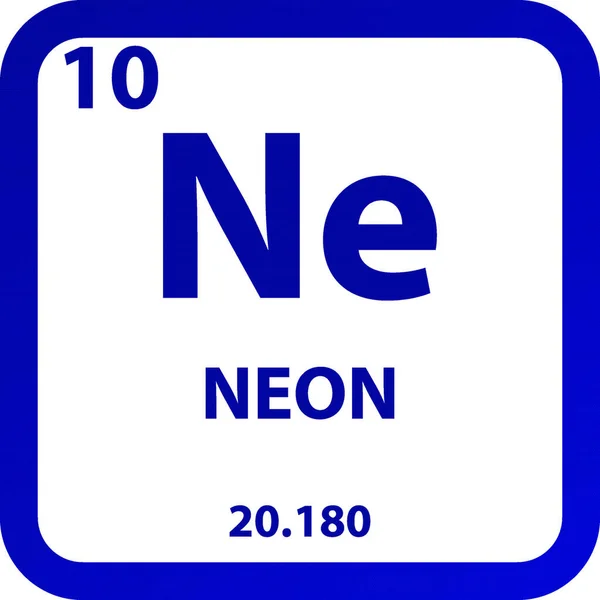 ネオンノーブルガス化学元素周期表 単純なフラット正方形のベクトル図 研究室 科学や化学クラスのためのモル質量と原子番号を持つ単純なクリーンスタイルのアイコン — ストックベクタ