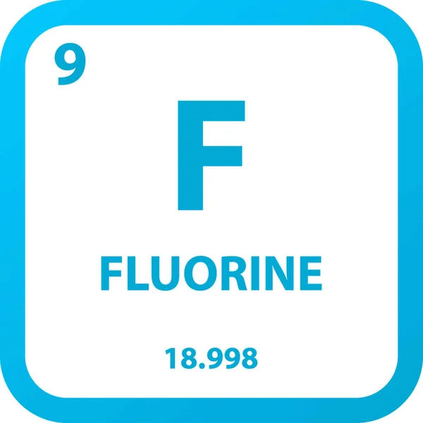 Fluorin Halogén Kémiai Elem Periódusos Táblázata Egyszerű Lapos Négyzet Vektor — Stock Vector