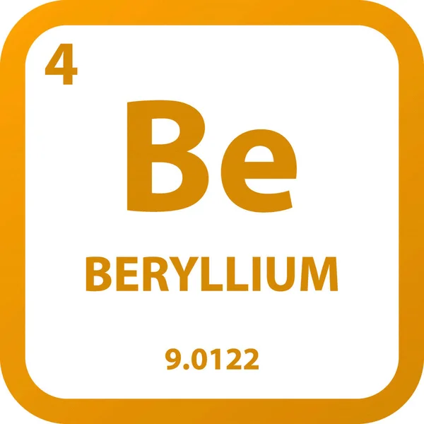 ベリリウム地球金属化学元素周期表であること 単純なフラット正方形のベクトル図 研究室 科学や化学クラスのためのモル質量と原子番号を持つ単純なクリーンスタイルのアイコン — ストックベクタ