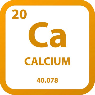 Ca Calcium Alkaline toprak metali kimyasal element periyodik tablosu. Basit düz kare vektör çizimi, molar kütleli basit temiz biçim simgesi ve Lab, bilim veya kimya sınıfı için atom numarası.