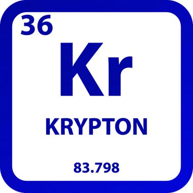 Kr Krypton Soy Gaz Kimyasal Element Periyodik Tablosu. Basit düz kare vektör çizimi, molar kütleli basit temiz biçim simgesi ve Lab, bilim veya kimya sınıfı için atom numarası.