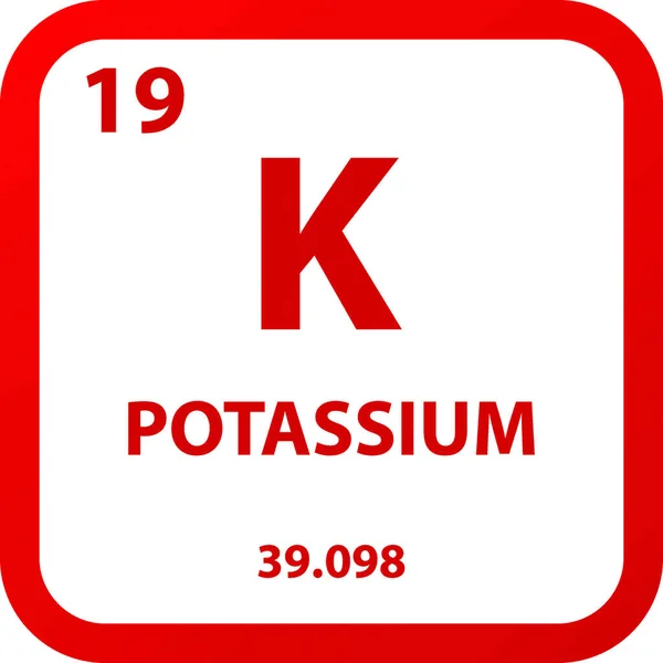Kカリウムアルカリ金属化学元素周期表 単純なフラット正方形のベクトル図 研究室 科学や化学クラスのためのモル質量と原子番号を持つ単純なクリーンスタイルのアイコン — ストックベクタ