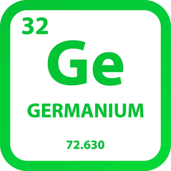 ゲルマニウム金属化合物元素周期表 単純なフラット正方形のベクトル図 研究室 科学や化学クラスのためのモル質量と原子番号を持つ単純なクリーンスタイルのアイコン — ストックベクタ