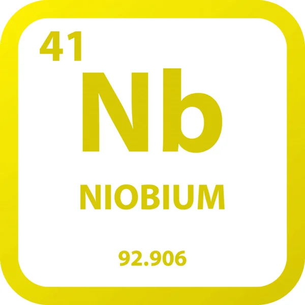 Niobium Metal Kimyasal Element Periyodik Tablosu Basit Düz Kare Vektör — Stok Vektör