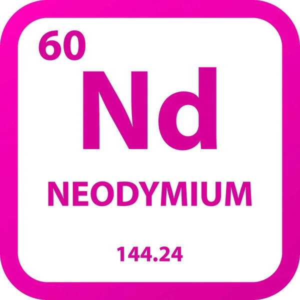 Neodymium Lanthanide Kimyasal Element Periyodik Tablosu Basit Düz Kare Vektör — Stok Vektör