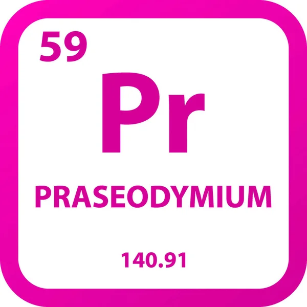 Praseodymium Lanthanide Kimyasal Element Periyodik Tablosu Basit Düz Kare Vektör — Stok Vektör