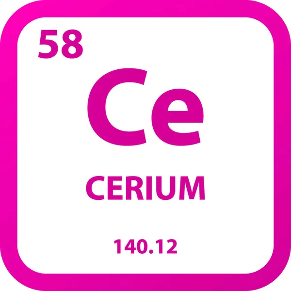 Cerium Lanthanide Kémiai Elem Periódusos Táblázat Egyszerű Lapos Négyzet Vektor — Stock Vector