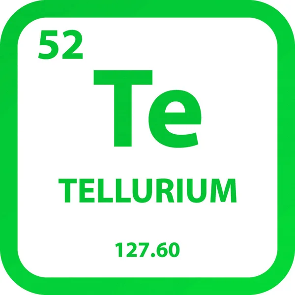 テルル金属化合物元素周期表 単純なフラット正方形のベクトル図 研究室 科学や化学クラスのためのモル質量と原子番号を持つ単純なクリーンスタイルのアイコン — ストックベクタ
