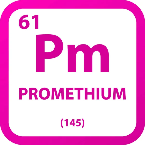 Ben Promethium Lanthanide Kimyasal Element Periyodik Tablosu Basit Düz Kare — Stok Vektör