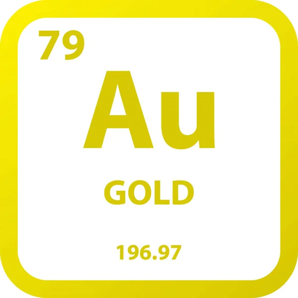 Gold Geçiş Metal Kimyasal Element Periyodik Tablosu Basit Düz Kare — Stok Vektör
