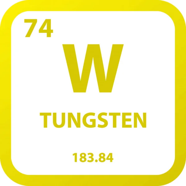 Tungsten Geçiş Metal Kimyasal Element Periyodik Tablosu Basit Düz Kare — Stok Vektör