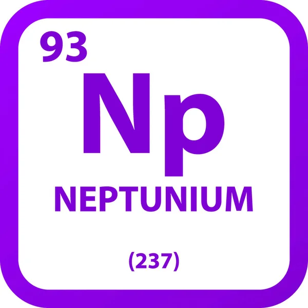 Neptunyum Aktinoid Kimyasal Element Periyodik Tablosu Basit Düz Kare Vektör — Stok Vektör