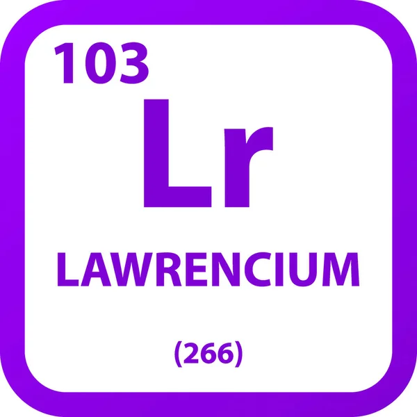Lrローレンシウム アクチノイド化学元素周期表 単純なフラット正方形のベクトル図 研究室 科学や化学クラスのためのモル質量と原子番号を持つ単純なクリーンスタイルのアイコン — ストックベクタ