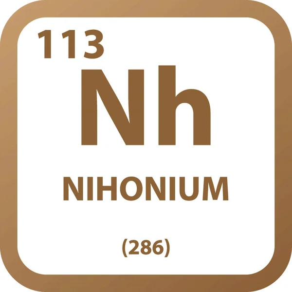 ニホニウム化学元素周期表 単純なフラット正方形のベクトル図 研究室 科学や化学クラスのためのモル質量と原子番号を持つ単純なクリーンスタイルのアイコン — ストックベクタ