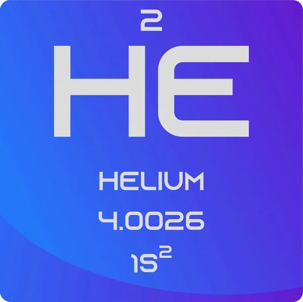 ヘリウム希ガス化学元素周期表 単純なフラット2乗ベクトル図 モル質量 原子番号と電子構成を持つ単純なクリーンスタイルのアイコン Eps10ベクターイラスト — ストックベクタ