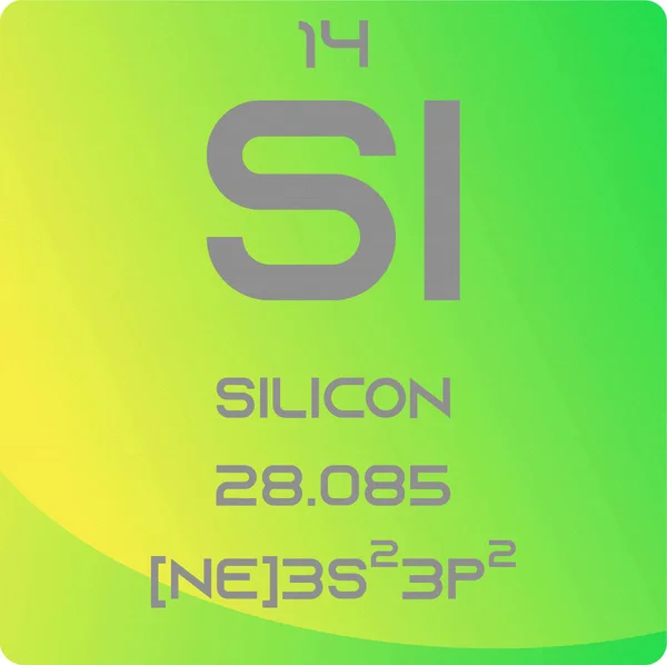 Silicon Metalloid Chemical Element Tabla Periódica Ilustración Simple Vector Cuadrado — Vector de stock