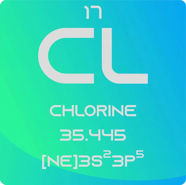 Cloro Cloro Halógeno Elemento Químico Tabla Periódica Ilustración Simple Vector — Vector de stock