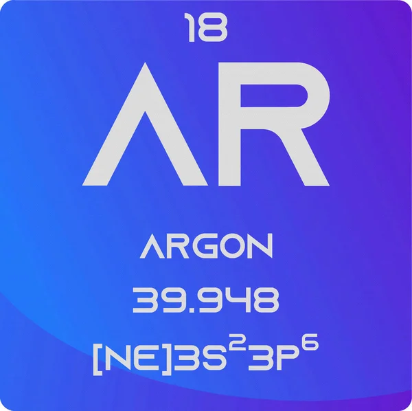 Argon Noble Gas Kemisk Grundämne Periodisk Tabell Enkel Platt Fyrkantig — Stock vektor