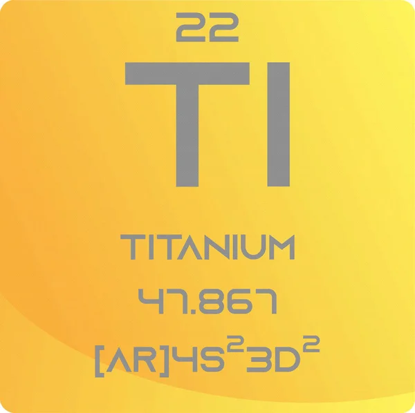 Titanyum Geçiş Metal Kimyasal Element Periyodik Tablosu Basit Düz Kare — Stok Vektör