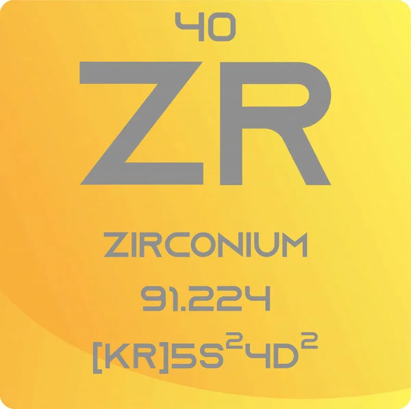 Zirkonium Övergång Metall Kemisk Element Periodisk Tabell Enkel Platt Fyrkantig — Stock vektor