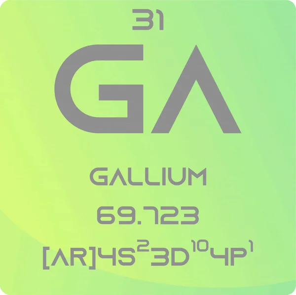 Gallium Post Geçiş Metali Kimyasal Element Periyodik Tablosu Basit Düz — Stok Vektör